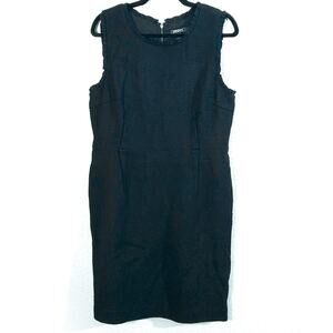 DKNY Sheath Dress Size 10 Black Office Siren Minimalist Tailored Sleek